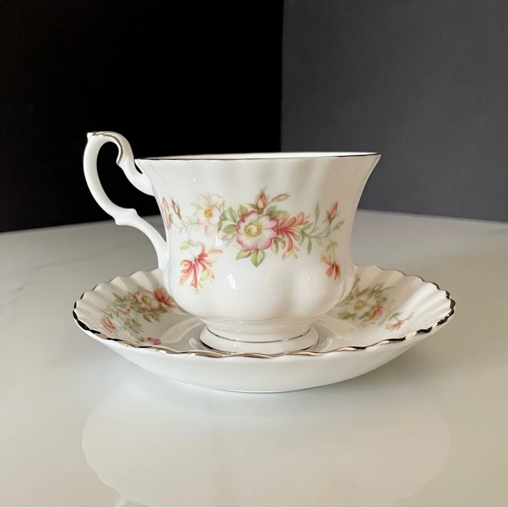 25th Anniversary Floral Cup & Saucer by Royal Albert